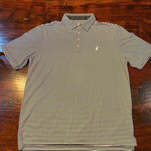 johnnie-O Classic Navy and Cream Striped Polo
